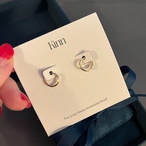 BNWT Kinn Studio Petite Huggie Hoop Earrings Solid 14k Yellow Gold